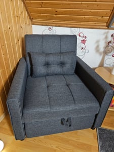 Bealife 3-in-1 Schlafsessel AR22 mit Liegefunktion - Ausziehbarer Relaxsessel mit Armlehnen & Seitentasche - Maße 191x68x44cm (LxBxH) -Hellgrau Kunden-Foto 2