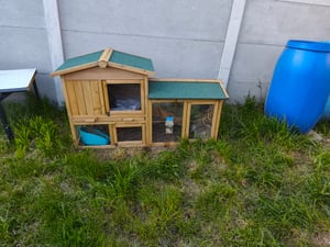 lionto Kaninchenstall, großer Doppelstock-Kleintierstall aus Holz mit Rampe, Schublade & Bitumendach, wetterfest & sicher, 212x52x85 cm Kunden-Foto 4
