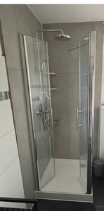 eckdusche Doppeltür 90x90x195cm Eckig-kabine Duschabtrennung Pendeltür Duschtür 6mm NANO Glas Ohne Duschtasse Kunden-Foto 1