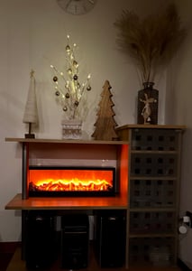 Bewello – Mobiler elektrischer Dekokamin für den Kaminsims oder Tisch – Kamin mit LED-Flammeneffekt – Batterie oder USB – 60 x 10 x 20 cm Kunden-Foto 3