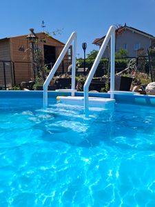 Schwimmbadleiter Treppe, Kunststoff 4-stufig + Gewichte Kunden-Foto 1