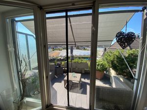 tillvex Balkonmarkise 400 cm Grau Gelenkarm Markise Klemmmarkise Sonnenmarkise Balkon ohne Bohren Kunden-Foto 1