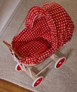 Puppenwagen aus Weide, Korbkinderwagen für Puppe Gans Kunden-Foto 1