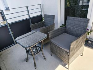 SVITA BROOKLYN BISTRO Gartenmöbelset 3-tlg. Rattan Outdoor Gartenlounge Schwarz Kunden-Foto 1