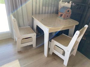 Juskys Kindersitzgruppe Milou - Set mit 2 Stühlen, Tisch & Stauraum - Holz - Natur Kunden-Foto 1