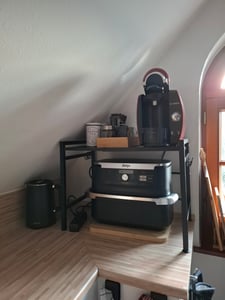 Küchenregale, Ausziehbarer Mikrowellenständer mit 6 Haken, 40-64cm ausziehbarer Mikrowellen Regal, Gewürzregal, Mikrowellenhalterung, Organizer mit 6 Haken, bis 30kg, Schwarz Kunden-Foto 25
