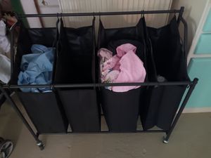 Mondeer Wäschekorb mit Rollen Wäschesortierer 4 Fächer Wäschesammler mit 4 abnehmbaren Stofftaschen Wäschebehälter Wäschebox Kunden-Foto 1