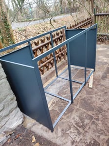 Mülltonnenbox Müllbox Mülltonnenverkleidung 2 Türen Anthrazit mit Holzdekor Box Kunden-Foto 1
