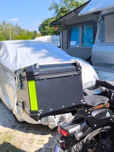 55 L Motorrad-Topcase aus Aluminiumlegierung mit Lederfutter und Schnellverschluss, schwarz, Motorrad  Top Case, Motorrad Alukoffer mit 2 Schlüssel Kunden-Foto 2