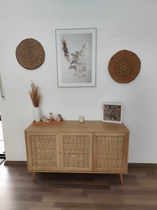 sweeek - Sideboard mit Holzoptik und Rattan-Geflecht B 120 cm - Schwarz Kunden-Foto 2