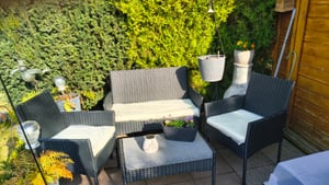 FCH Gartenmöbel Set,Polyrattan Lounge Gartengarnitur,Sofa & 2 Stühle - Schwarz Kunden-Foto 1