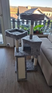 FEANDREA Kratzbaum, 115cm,vollständig mit Sisal umwickelte Säule hellgrau Kunden-Foto 1