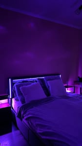 SONGMICS Nachttisch mit LED-Beleuchtung und Ladestation, 2er Set, Nachttisch mit 2 Schubladen und offenem Fach, schwarz Kunden-Foto 1