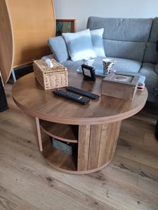 Tribesigns Kulatý konferenční stolek s úložným prostorem, 80 cm, malý kulatý stolek do obývacího pokoje, rustikální hnědá barva Fotografie od zákazníka č. 1