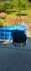 tillvex wiszące krzesło czarne z dużą poduszką 200kg do zawieszenia | wiszące krzesło do wewnątrz i na zewnątrz | wiszący kosz odporny na warunki atmosferyczne | kosz na huśtawkę Zdjęcie produktu od klienta nr 1