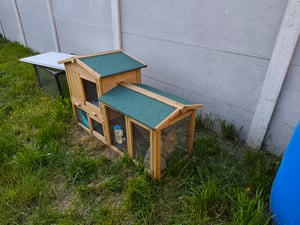 lionto Kaninchenstall, großer Doppelstock-Kleintierstall aus Holz mit Rampe, Schublade & Bitumendach, wetterfest & sicher, 212x52x85 cm Kunden-Foto 3