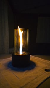 Firell® Cheminée de table CURL-II en métal - Cheminée au bioéthanol Intérieur & Extérieur - Durée de combustion extra longue - Feu de table avec flamme tourbillonnante brevetée Photo du client 4
