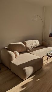 Masseno Ecksofa MODENZA P R-S mit Schlaffunktion L-Form, Sofa mit Bettkasten, Wohnzimmersofa, Couch, Soffa, Bettsofa, Couchgarnitur- Creme, POSO 100 Kunden-Foto 2