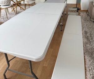 Table de jardin pliante 180cm + 2 bancs Photo du client 2