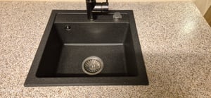 Granitspüle Schwarz farbe  Küchenspüle Granit Siphon Einbauspüle Spülbecken Spüle  AVA_1K 08 Kunden-Foto 4