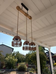 Lampada da tavolo a sospensione in rattan 3 fiamme lampada a sospensione vintage lampada da soffitto lampada boho lampada a sospensione da tavolo E27 lampada da soffitto, Ø30cm, H120cm, bianco caldo Foto del cliente 5
