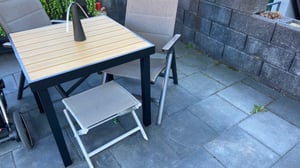 Outsunny Gartentisch für 8 Personen Esstisch Aluminiumtisch Kunststoff Natur Kunden-Foto 1
