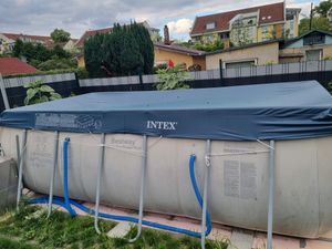 Intex 28026 Poolabdeckung,blau,  Material: Vinylfolie, 396x396x30 cm Kunden-Foto 6