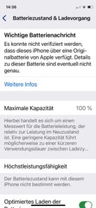 Keine originale Batterie!