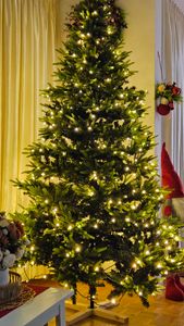 XMTECH, kunstkerstboom, 150 cm, moeilijk ontvlambaar, PVC spar, met houten voet Klantenfoto 1