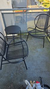SONGMICS Balkonmöbel, 3er Set, Gartenmöbel-Set, mit Tisch, 2 Stühlen, tintenschwarz Kunden-Foto 2