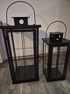 2tlg Metall XXL Laternen Set Schwarz Gartenlaterne Windlicht H58/45cm Kunden-Foto 1