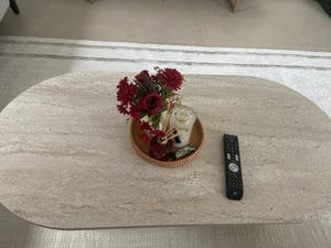 Skye Decor, Sable - Travertine, Walnut, stolik kawowy, trawertyn, płyta wiórowa pokryta w 100% melaminą, 119 x 60 x 40 cm Zdjęcie produktu od klienta nr 7
