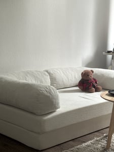 Canapé-lit COSTWAY, fauteuil-lit 2 places avec accoudoirs et dossier, canapé-lit pliable sans armature, canapé de sol avec fonction couchage, beige Photo du client 1