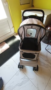 PawHut – kočík pre psov, skladací kočík pre psov a mačky do 10 kg s pláštenkou proti dažďu, sivý Fotografia od zákazníka č. 1