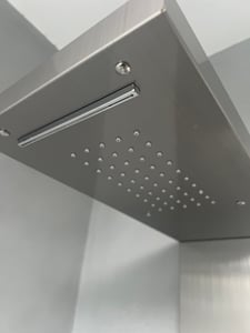 UISEBRT Douchesysteem, regendouche, doucheset, roestvrij staal, massage douchepaneel met handdouche, douchearmatuur, regendouche, zilverkleurig Klantenfoto 2