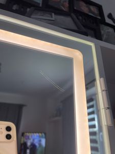 VASAGLE Schminktisch mit LED-Beleuchtung, einstellbare Helligkeit, mit 6 Schubladen ohne Hocker Kunden-Foto 2
