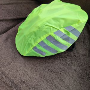 2x Regenschutz Fahrradhelm Neon Gelb Helmüberzug Fahrrad reflektierende Streifen Kunden-Foto 5