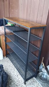 VASAGLE Schuhregal Schuhschrank Schuhablage mit 5 Gitterebenen vintagebraun Kunden-Foto 1