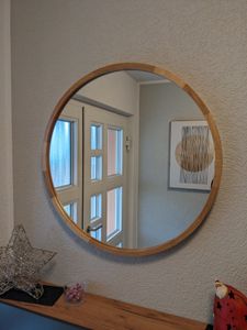 STOLARNIA PIKA Wandspiegel mit Holzrahmen (∅57 cm) - Spiegel Rund Holz Schwarz - Runder Badspiegel für Badezimmer, Flur, Wohnzimmer, Schlafzimmer 60cm Kunden-Foto 1
