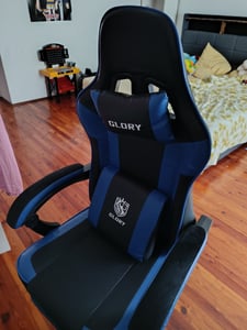 Hiazurm Gaming Stuhl,Bürostuhl Ergonomischer Gaming Sessel mit Lendenwirbelstütze Fußstütze, gepolstert,Kopfkissen Gaming Stuhl, 150kg Gaming Chair Kunden-Foto 4