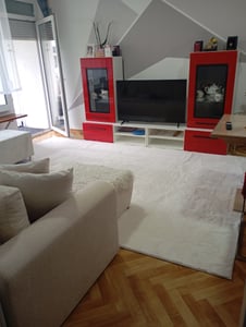 Teppich Kurzflor Weich Wohnzimmerteppich Anti-Rutsch, 120x120 cm Kunden-Foto 2