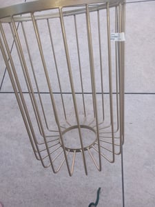 Beistelltisch Ø 32 Rund Tisch Couchtisch Korb Metall Glas Gold Nachttisch Sicherheitsglas kleiner Glastisch Kunden-Foto 1