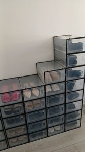 SONGMICS 18er Set Schuhboxen Aufbewahrungsboxen Größe 44 Schuh-Organizer weiß Kunden-Foto 1