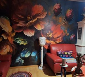 Vlies Fototapete Blumenwiese Schmetterlinge (368x254 cm - inkl. Kleister) Wohnzimmer Schlafzimmer Modern Vliestapete Tapete Wandtapete Kunden-Foto 1