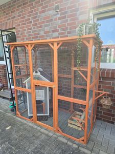 Wiltec Freilaufgehege Katzen 180 x 80 x 111,8 cm mit 3 Liegeflächen, wetterfestes Katzengehege Garten, Katzenhaus mit Drahtgitter und Bitumen Dach Kunden-Foto 1