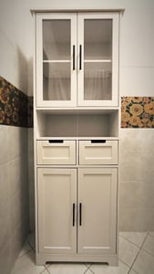 FCH Hochschrank Badezimmerschrank,Küchenschrank mit 6 Türen, mit Verstellbaren Ablagen, Weiß 60 x 30 x 170cm Kunden-Foto 2