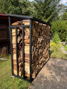 Stojak na drewno opałowe na zewnątrz metalowy ZINCED z dachem i plandeką 188x70x188 3t Schowek na drewno opałowe z pokrywą Regał Stelaż kominkowe Zdjęcie produktu od klienta nr 3