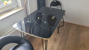 SucceBuy Gambe del tavolo Hairpin 28 pollici nero Set di 4 gambe della scrivania 220lbs capacità Acciaio al carbonio gambe mobili fai da te Foto del cliente 3
