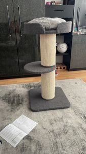 PawHut Katzenbaum Spielbaum Kratzstamm mit Plattform Sisal Plüsch Grau Kunden-Foto 2
