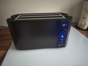 Balter Toaster 4 Scheiben, Edelstahl, Langschlitztoaster mit Brötchenaufsatz, 1500W, LCD Display, Defrost-/Aufwärmfunktion, Krümelschublade, Silber Kunden-Foto 1